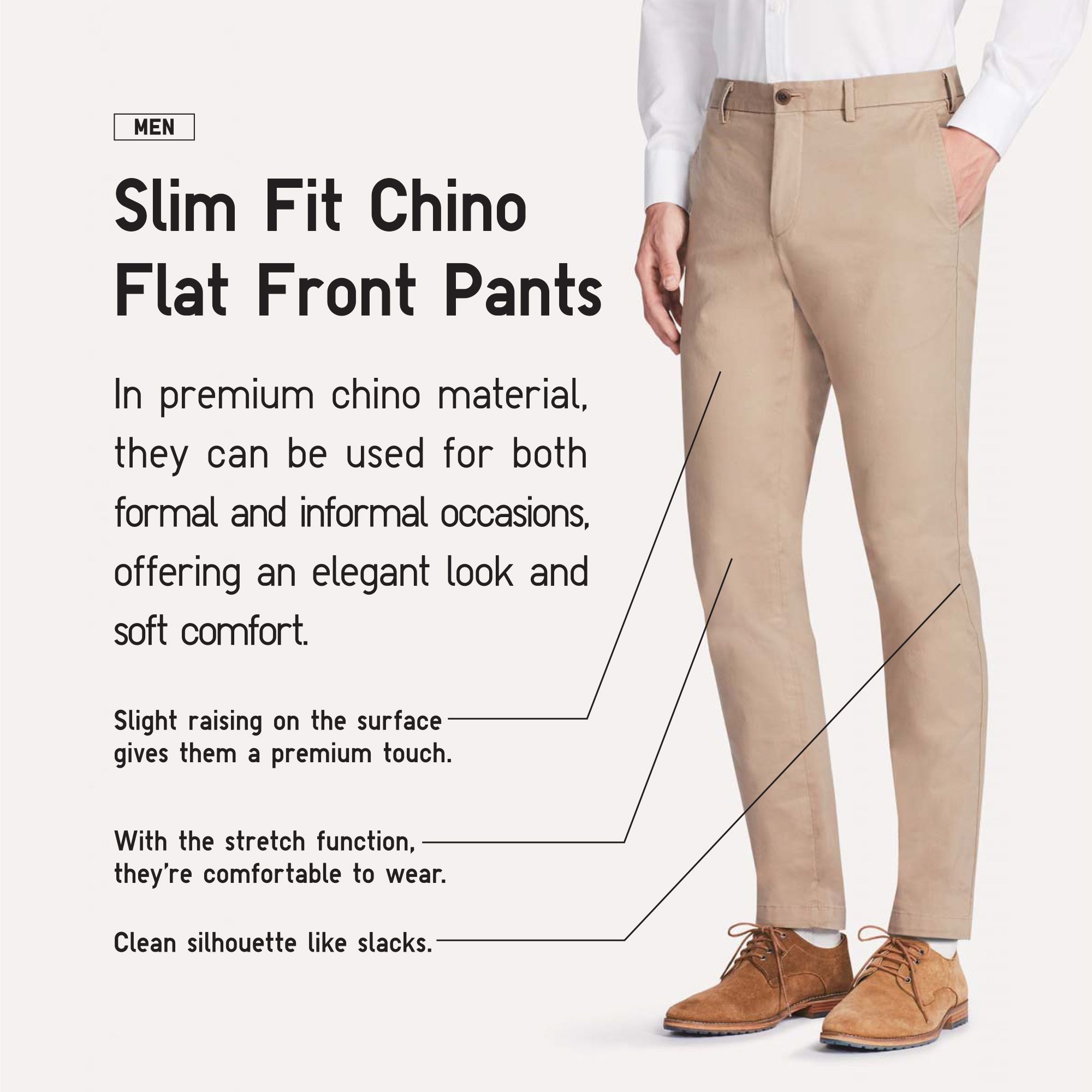 Quần Kaki Nam UNIQLO MEN Slim Fit Chino Flat Front Pants Blue  SIZE 2933